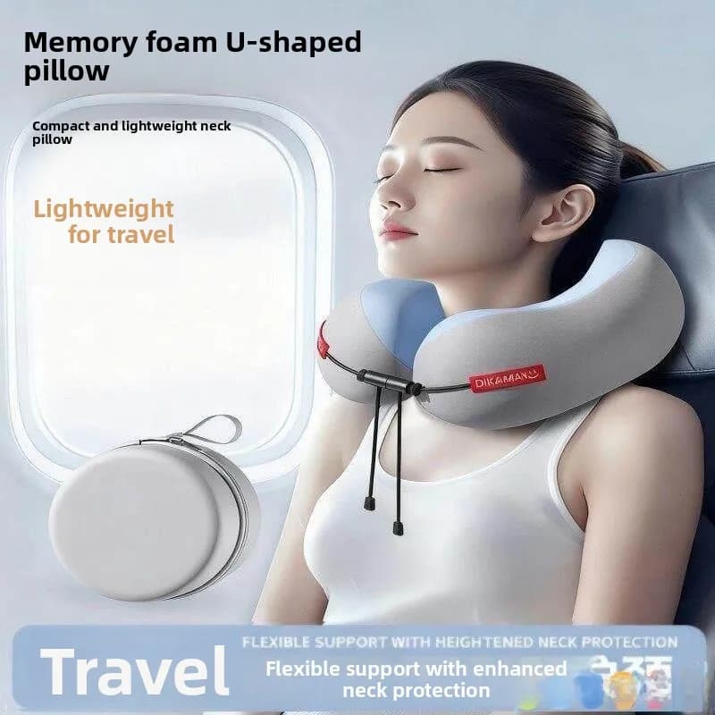 Cuscino da Viaggio a U in Memory Foam, Portatile, per Dormire in Aereo, Supporto per il Collo, Marca Blue Valley, Rivestimento in Poliestere