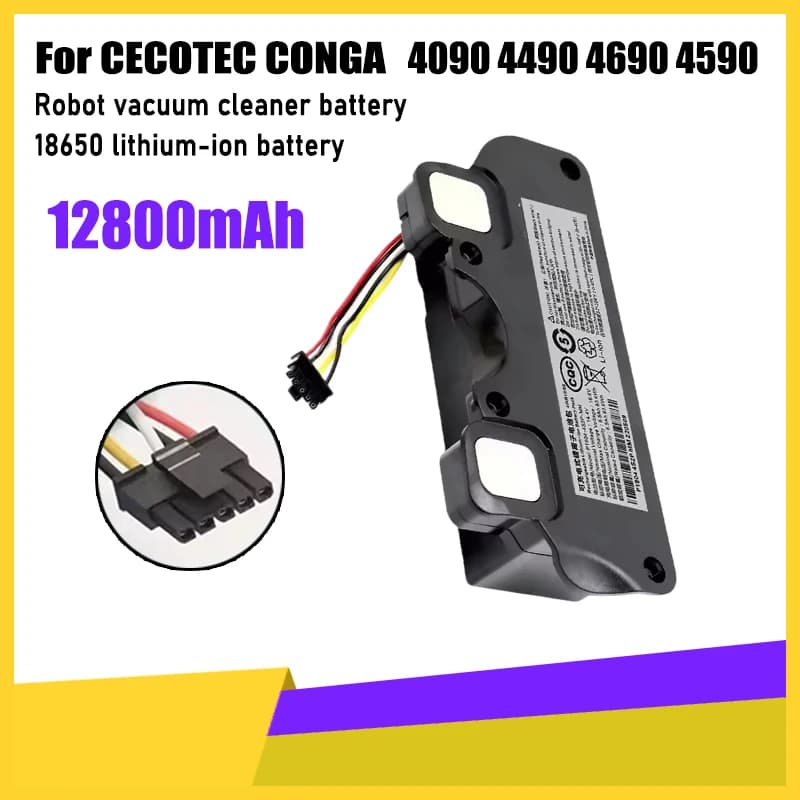 14.4V lithium-ion battery 12800mAh, for CECOTEC CONGA 4090 4690 4490 4590 robot vacuum cleaner battery replacement