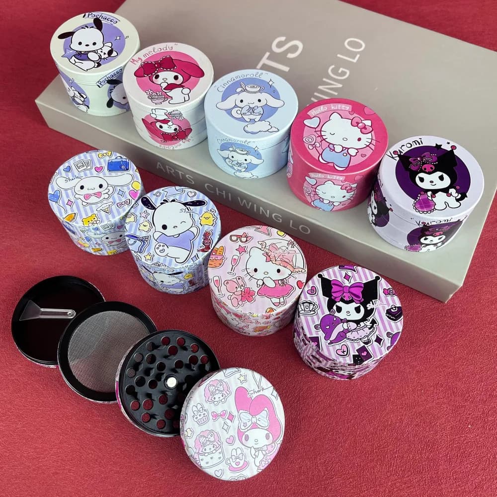 2-inch Kuromi Herbs Grinder, 4 Roads, Metal, Hello Kitty Sanrio, Macinino Tabacco Manual, Smoking Accessories, Gift