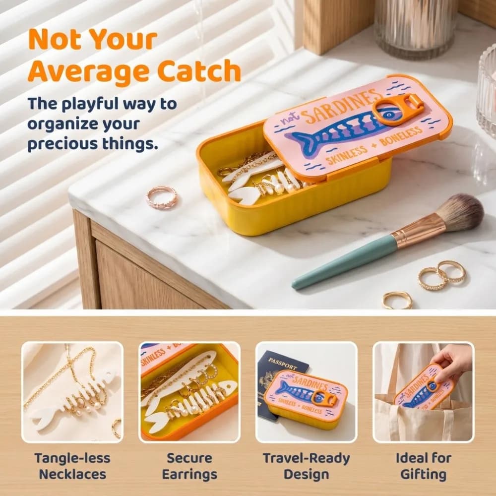 3D Printed Sardine Tin Jewelry Box Durable Multi Functional Necklace and Earring Storage Box Creative Decorative