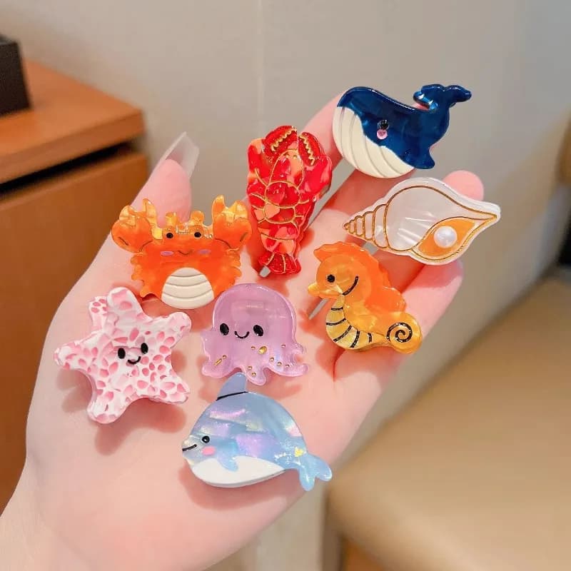 Moda Cartoon Marine Piccoli animali Forcine Carino Piccolo Delicato Acetato Pan Forcine Equiseto Mezza legatura Squalo Clip Artiglio dei capelli