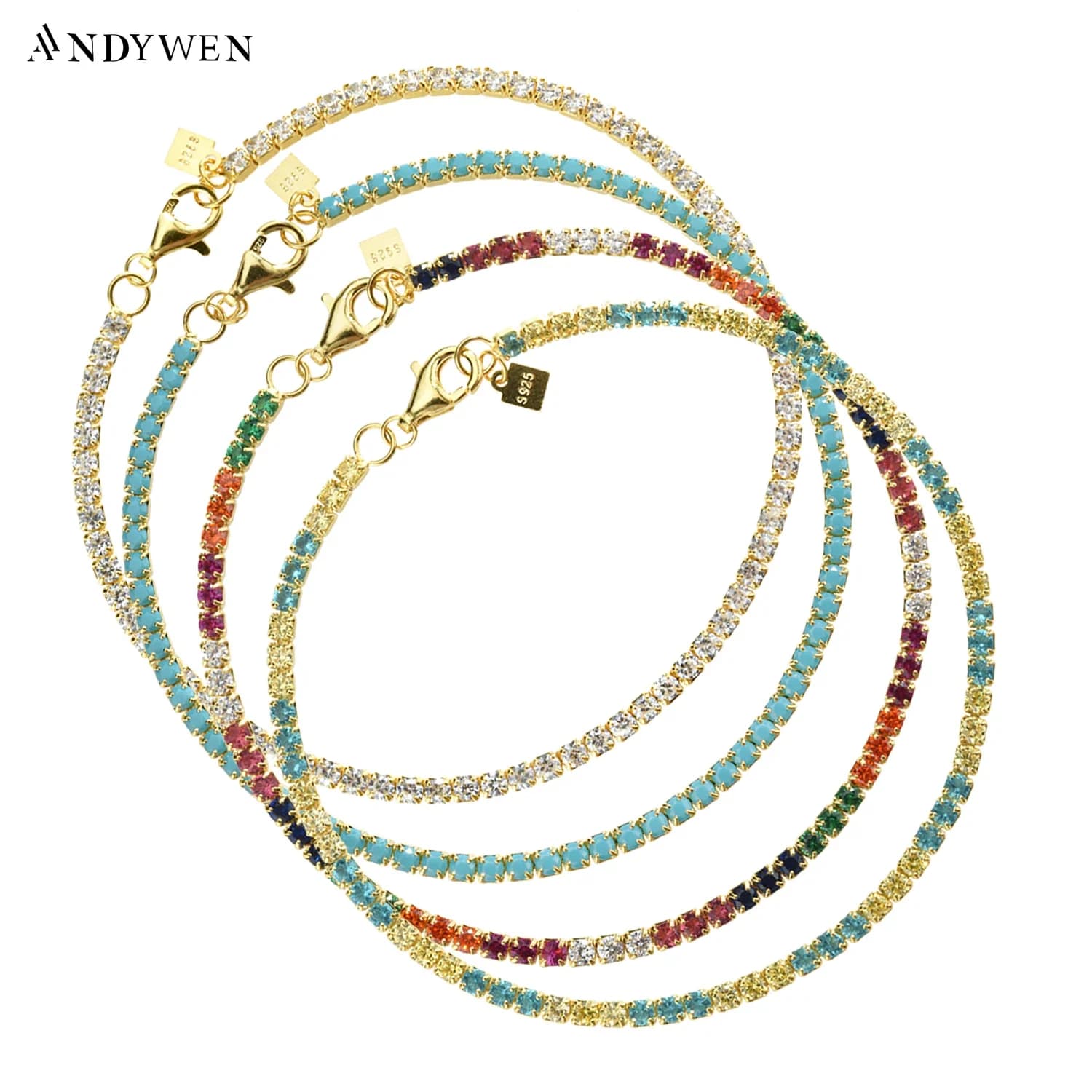 KIKICHICC 100% argento Sterling oro 925 2mm turchese arcobaleno CZ Tennis braccialetto 2022 donne gioielli di pregio Rock Punk gioielli