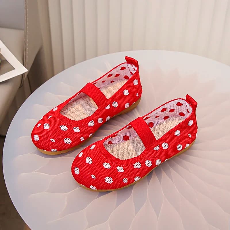 Mocassini classici in rete per ragazze Primavera Autunno Nuovi bambini Scarpe basse rosse Tendenza causale Principessa Moda Scarpe in pelle per bambini Traspiranti