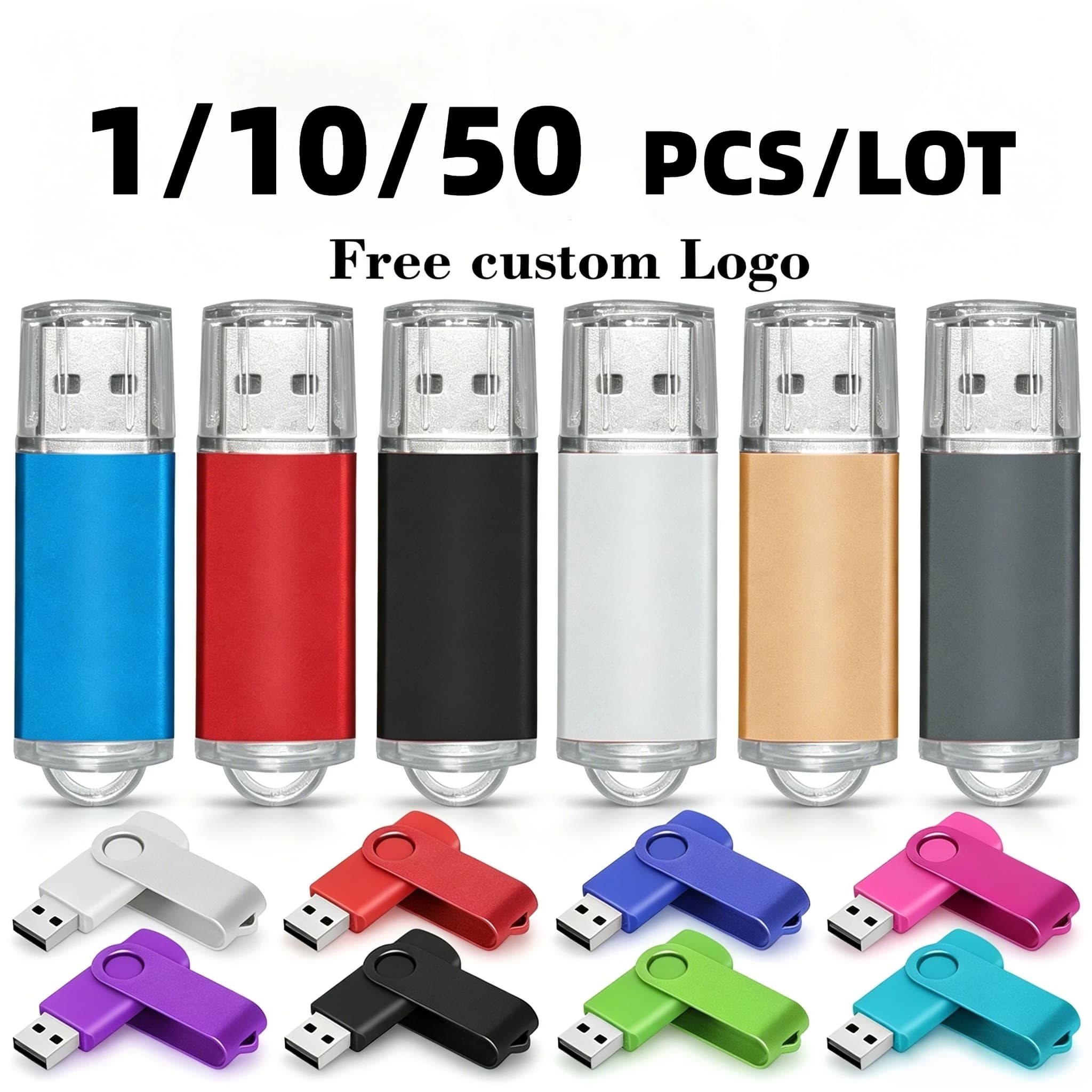 Chiavetta USB 2.0 da 10/50 pezzi con logo laser gratuito, 4GB 8GB 16GB 32GB 64GB 128GB 512MB 256MB, Pendrive, Memoria USB, Flash Disk
