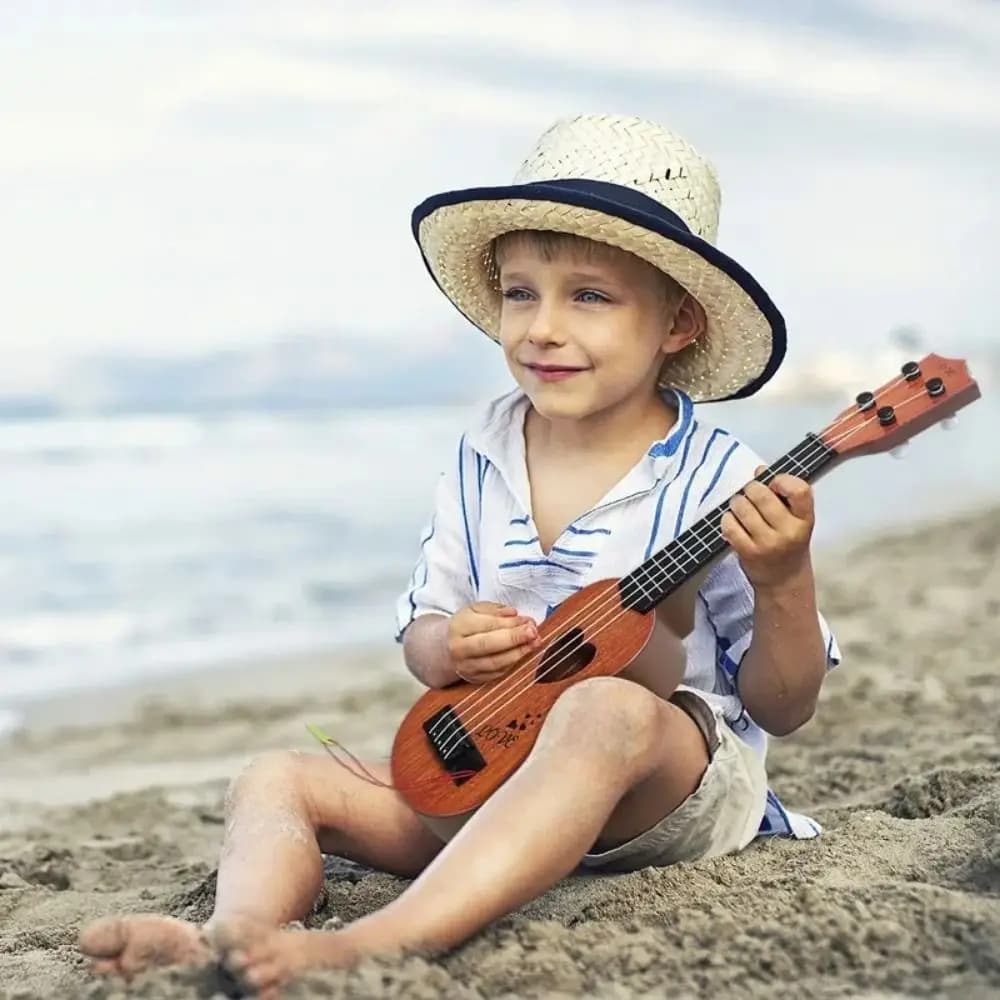 Ukulele a 4 Corde, Strumento Musicale Yukrili, Ukulele Classico Simulato, Suono Realistico, Manopole Regolabili, Piccola Chitarra