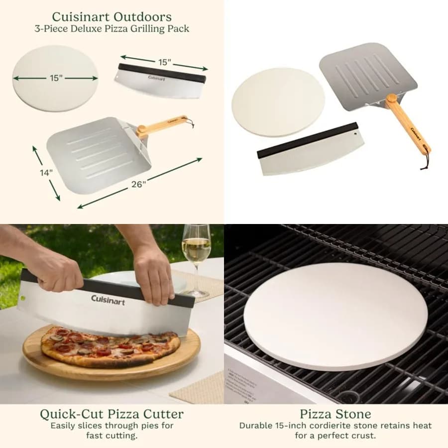 CPS-515 Deluxe Pizza Grilling Pack Pizza Stone, Pizza Peel, Pizza Cutter