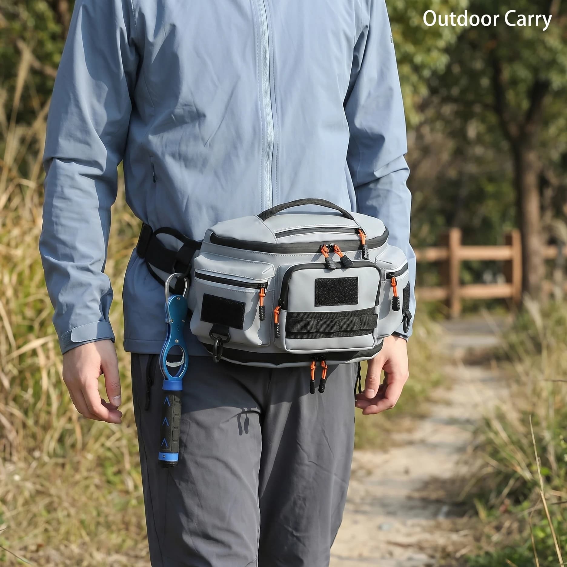 Large-capacity multifunctional lure fishing waist bag, multi-pocket design, expandable chest bag, suitable for lure fishing, outdoor hiking, camping, and travel