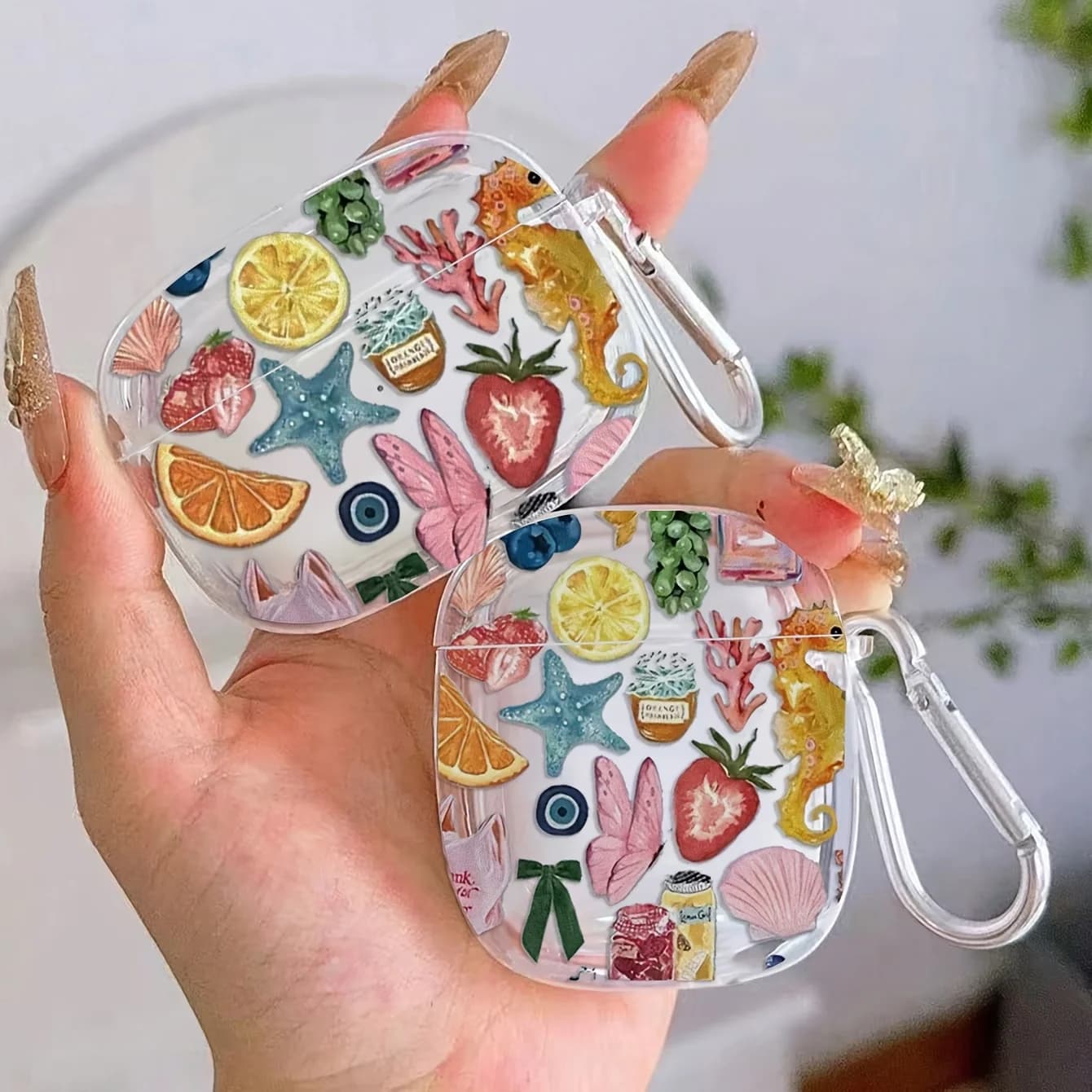 Round-edged Sea horse headphone case suitable for Apple AirPods 4 case Aiprotective cover with hooks