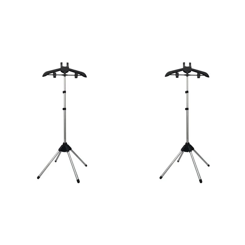 【THANKSGIVING DAY】2X Display Stand Clothes Hanger Garment Foldable Tripod Steamer Rack Cloths Iron Hanging Stand Black