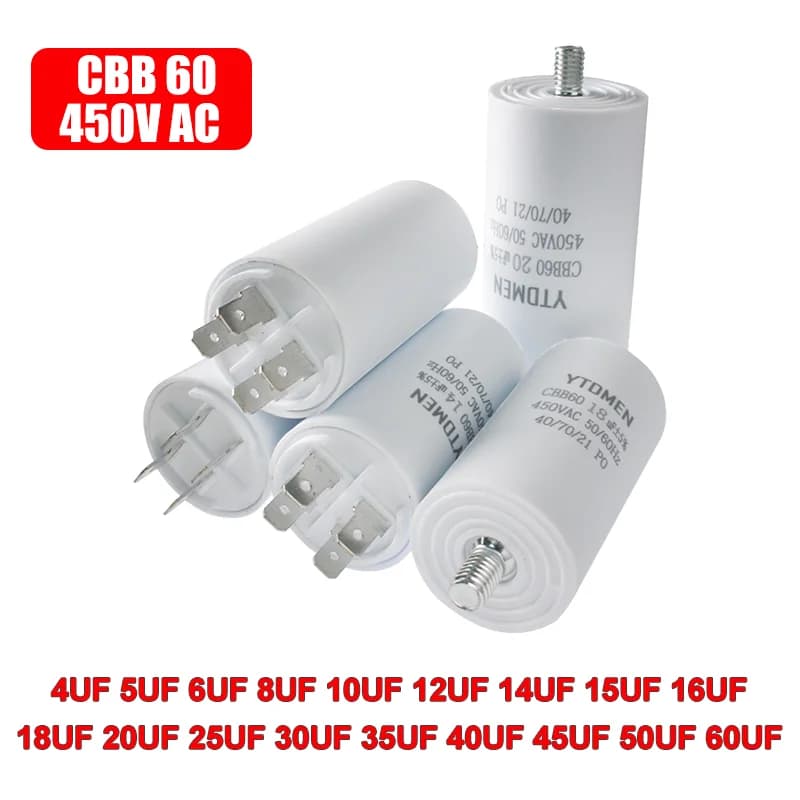 Condensatore CBB60 AC 450V Condensatori elettrici di ricambio a doppio inserto 4~60uF con vite per ventola pompa motore condizionatore d'aria ±5%
