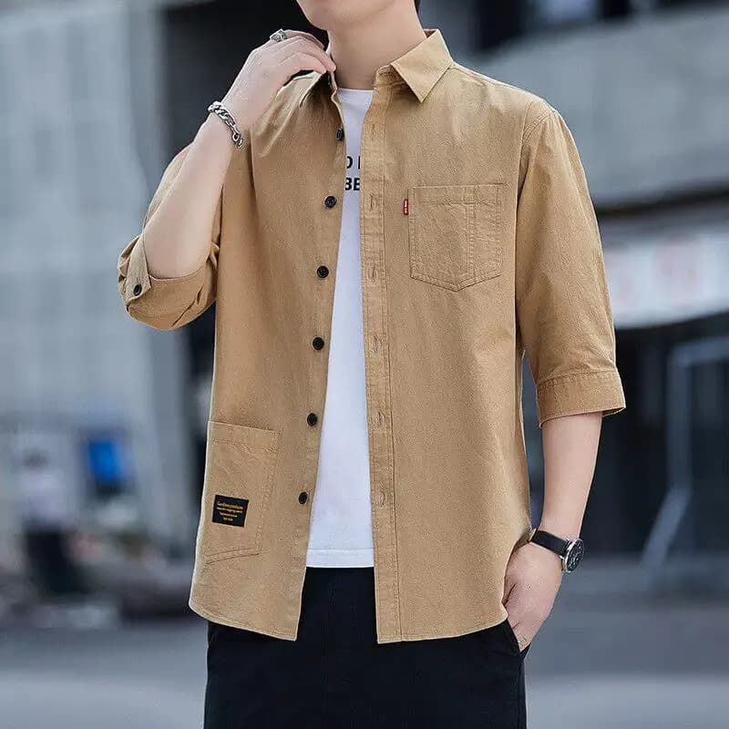 Camicia Casual a Maniche Corte per Uomo, Abbigliamento da Lavoro Estivo, Giacca Resistente allo Sporco e all'Usura, Moda Giovanile