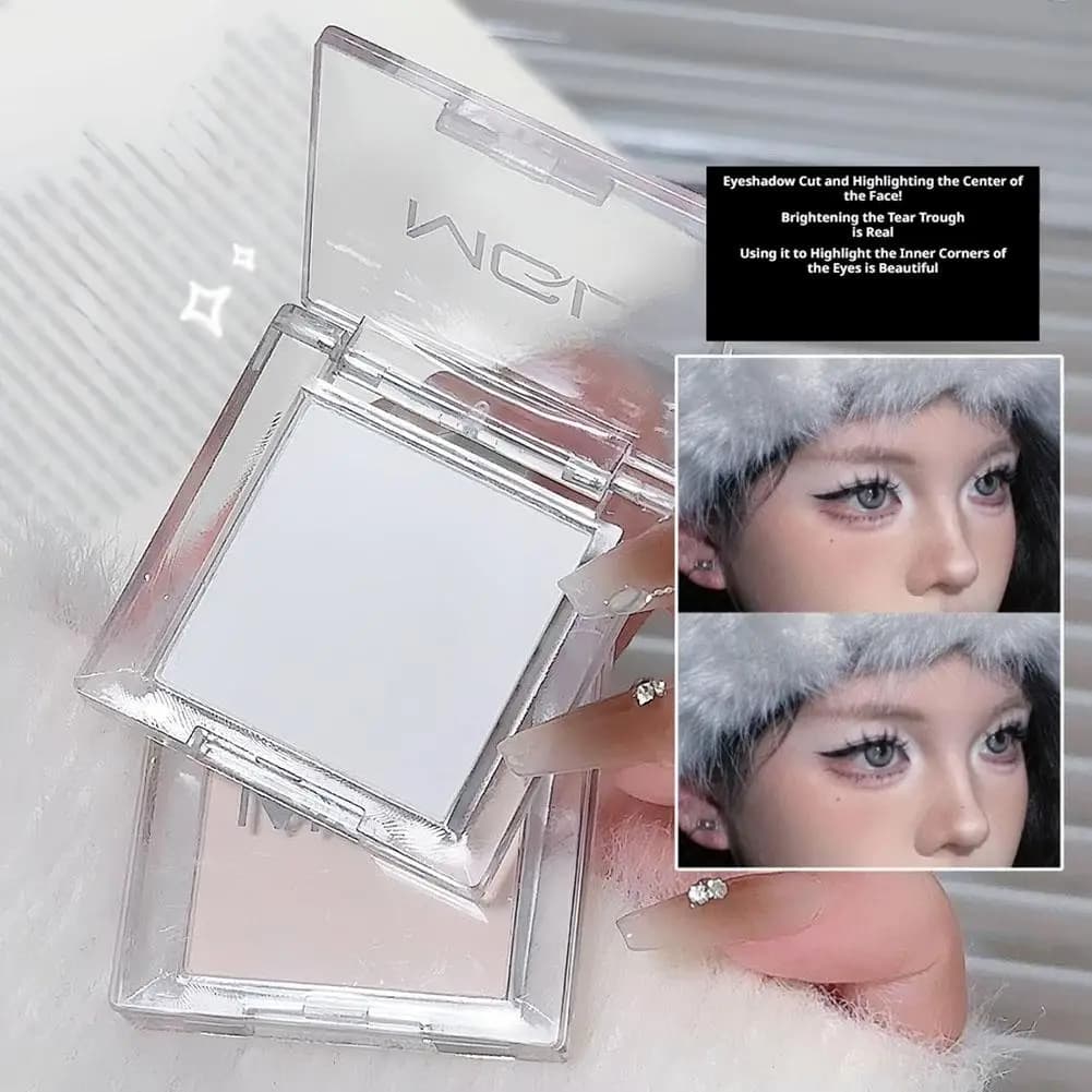 Matte Highlighter Powder Eyeshadow Palette White Long Lasting Natural 3D Brightening Eye Makeup Palette Brighten Face High Gloss