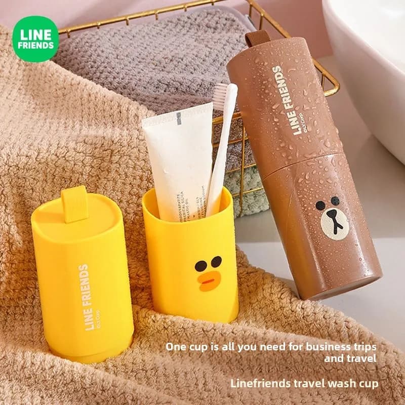 LINE FRIENDS Brown Cony - Tazza da toilette anime kawaii per casa e viaggio, custodia portatile per spazzolino, regalo all'ingrosso