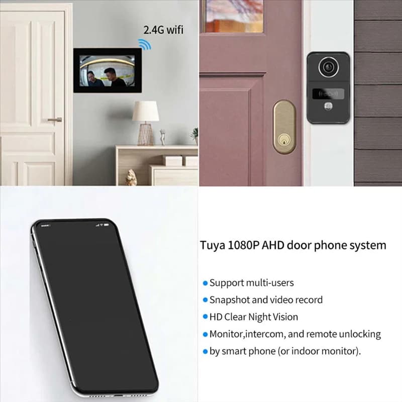 Sistema Videocitofonico BNVN-7 Pollici 1080P Wifi a 2 Fili con Campanello e Monitor Touch Tuya per Casa
