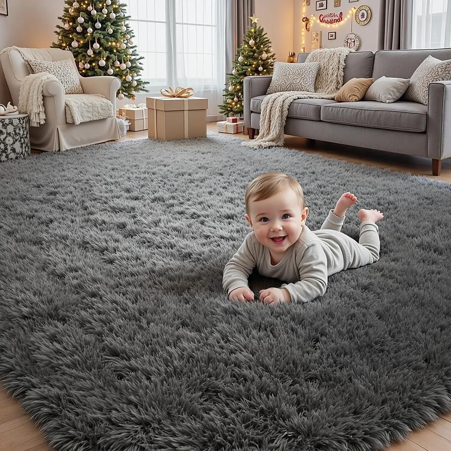Ultra Soft Fluffy 5x7 Shag Rug for Living Room, Bedroom, Non-Slip Plush Carpet