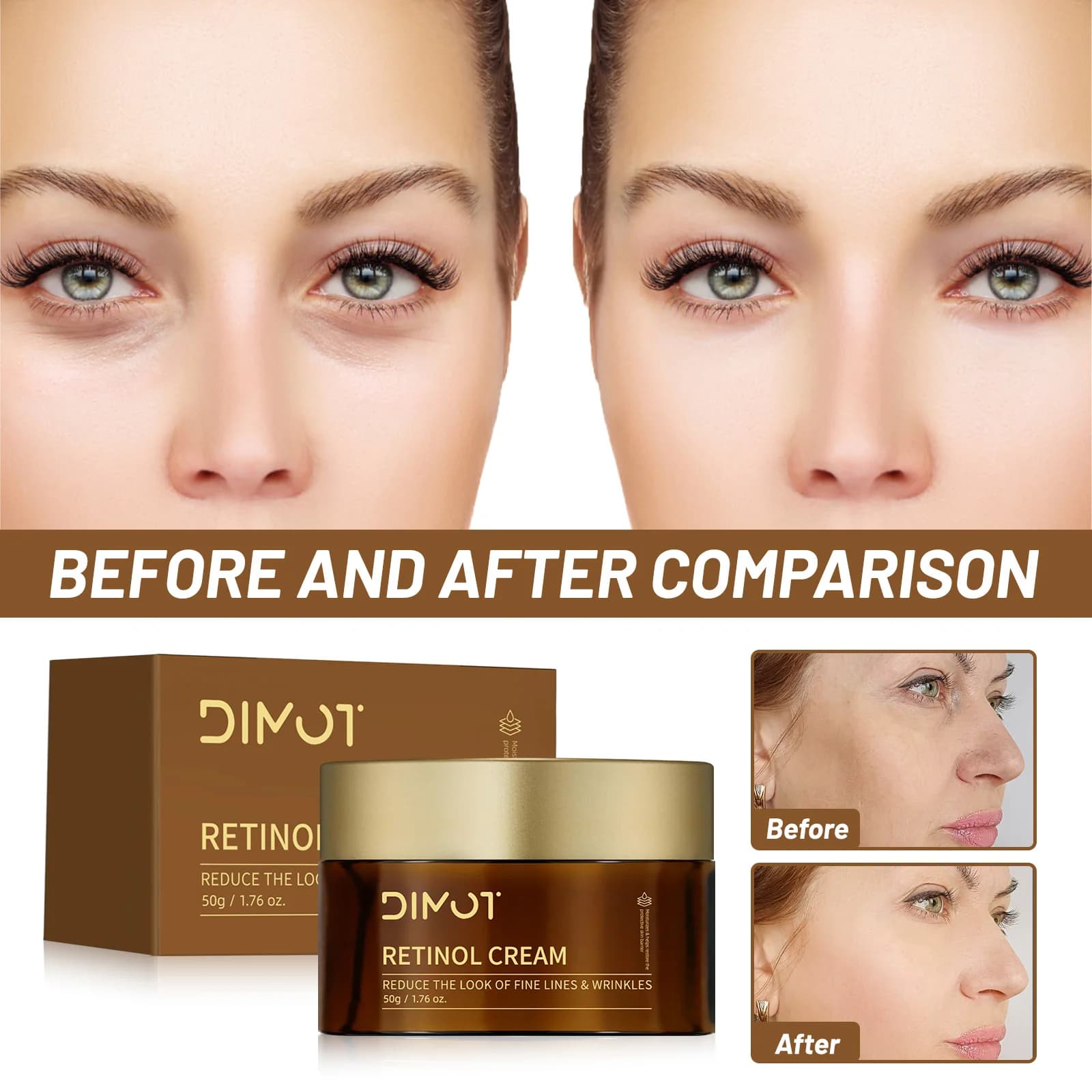 Crema al retinolo che sbiadisce le linee sottili, nutrire l'acido ialuronico, idratante rassodante lifting schiarente, barriera riparatrice per estratti vegetali