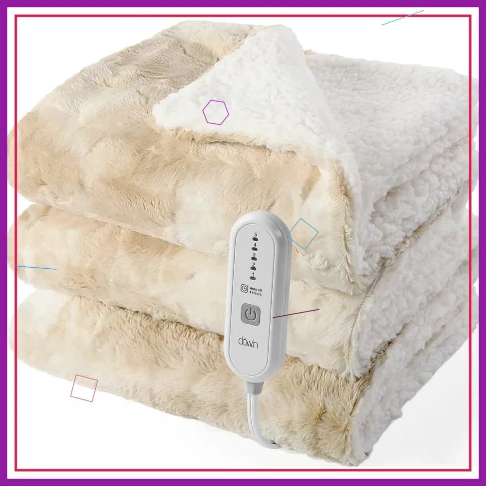 Coperta Elettrica in Finta Pelliccia Tie Dye, 50"x60", 5 Livelli di Riscaldamento e Spegnimento Automatico, Certificata ETL per Casa e Ufficio