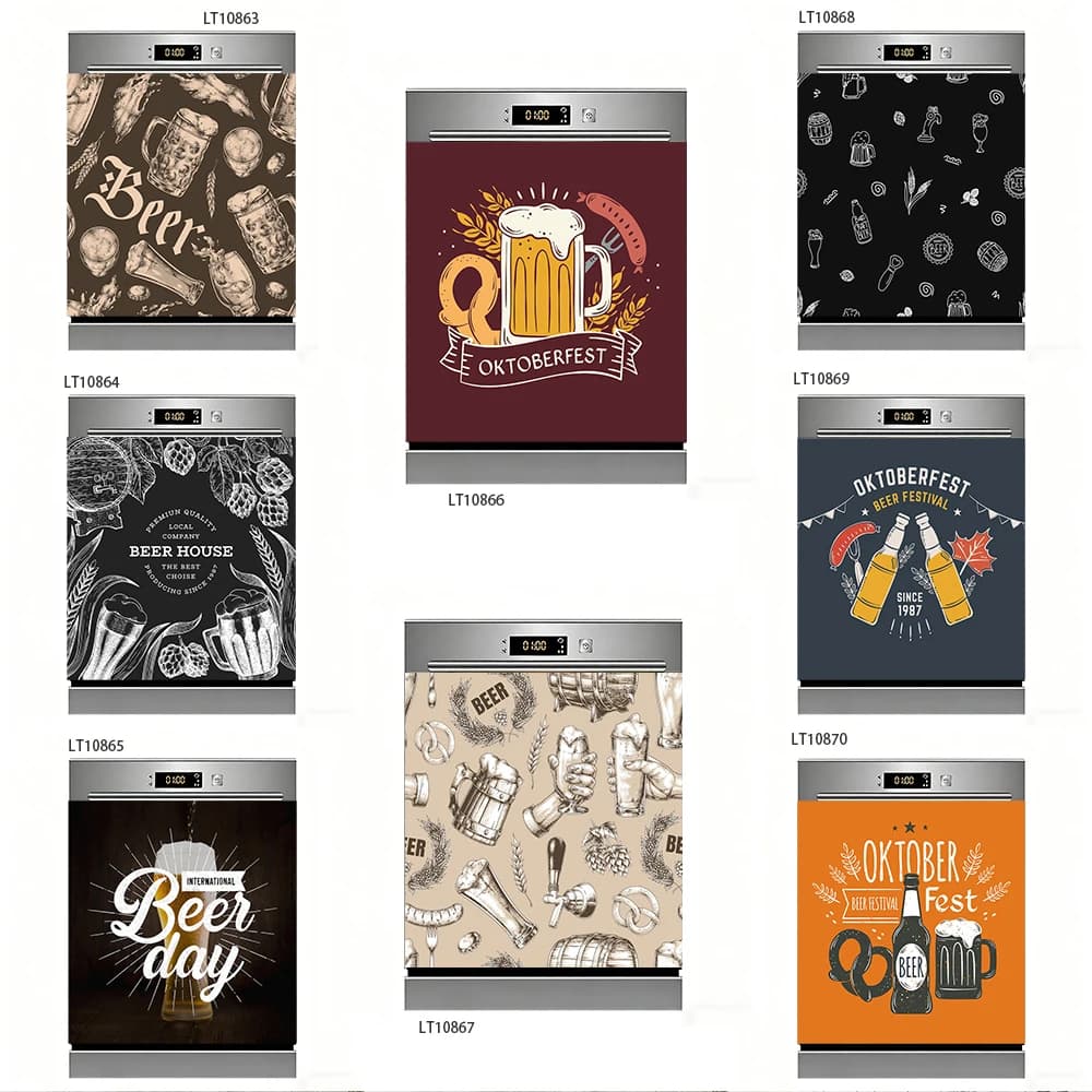 Copertura per lavastoviglie Beer Lover, design Oktoberfest e boccale di birra, decorazione impermeabile e rimovibile per elettrodomestici da cucina