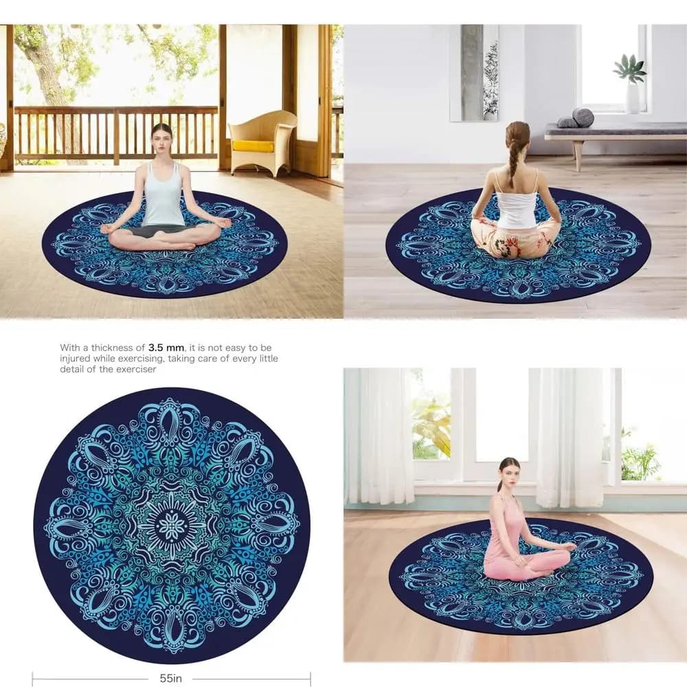 Extra-Large Mat in Camoscio for Pilates and Yoga, Diameter 140cm, Anti-slip rubber for Exercises at Home or Open and Meditation