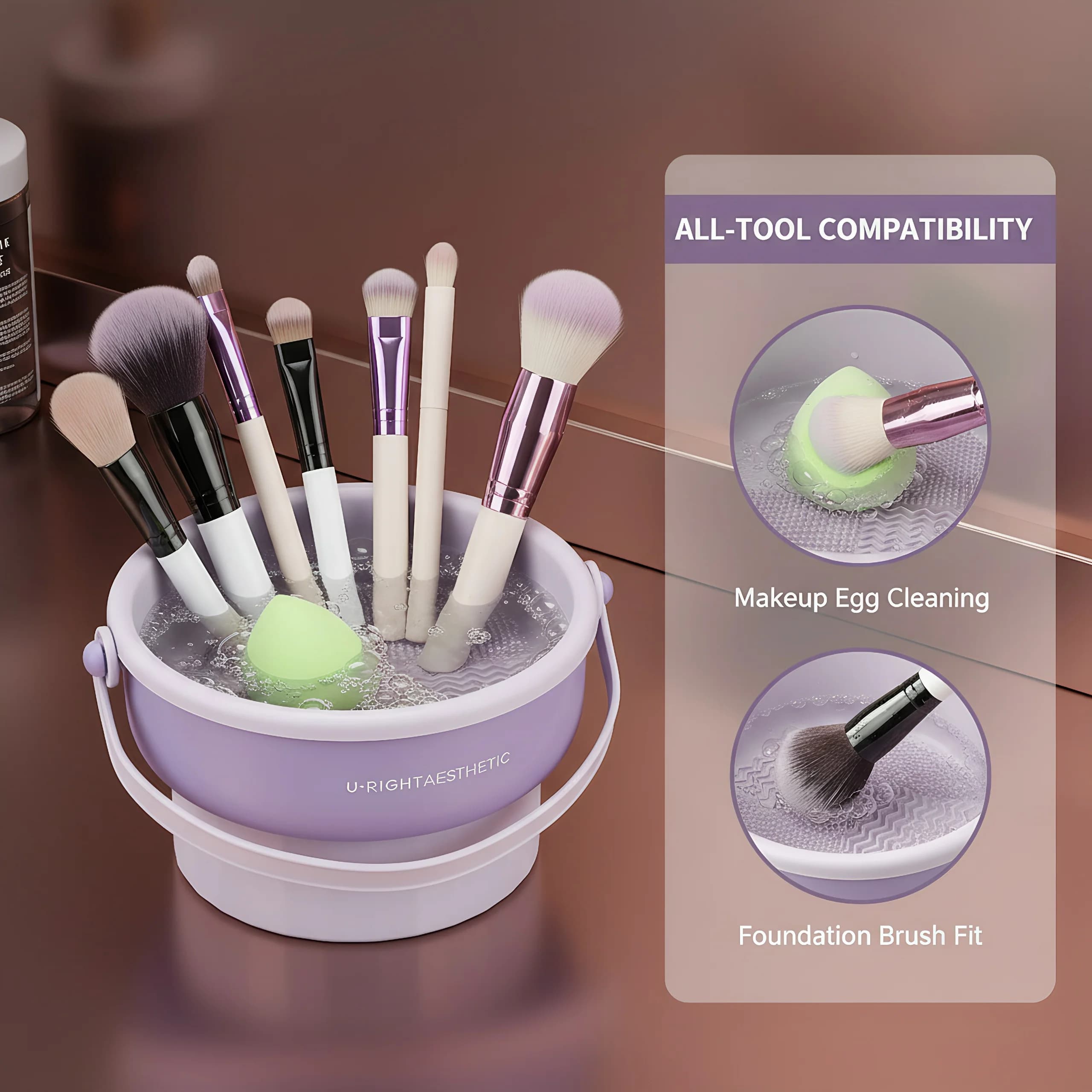 14x14 cm makeup brush cleaning box, portable silicone cleaning tool for quick drying, travel case