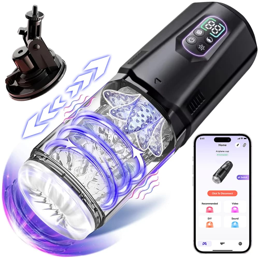 APP di Controllo Tazza Aereo da Uomo Elettrico Rotante Telescopico Lingua Leccare Vibrazione Pene Masturbazione A Mani Libere Giocattoli Del Sesso Per Adulti