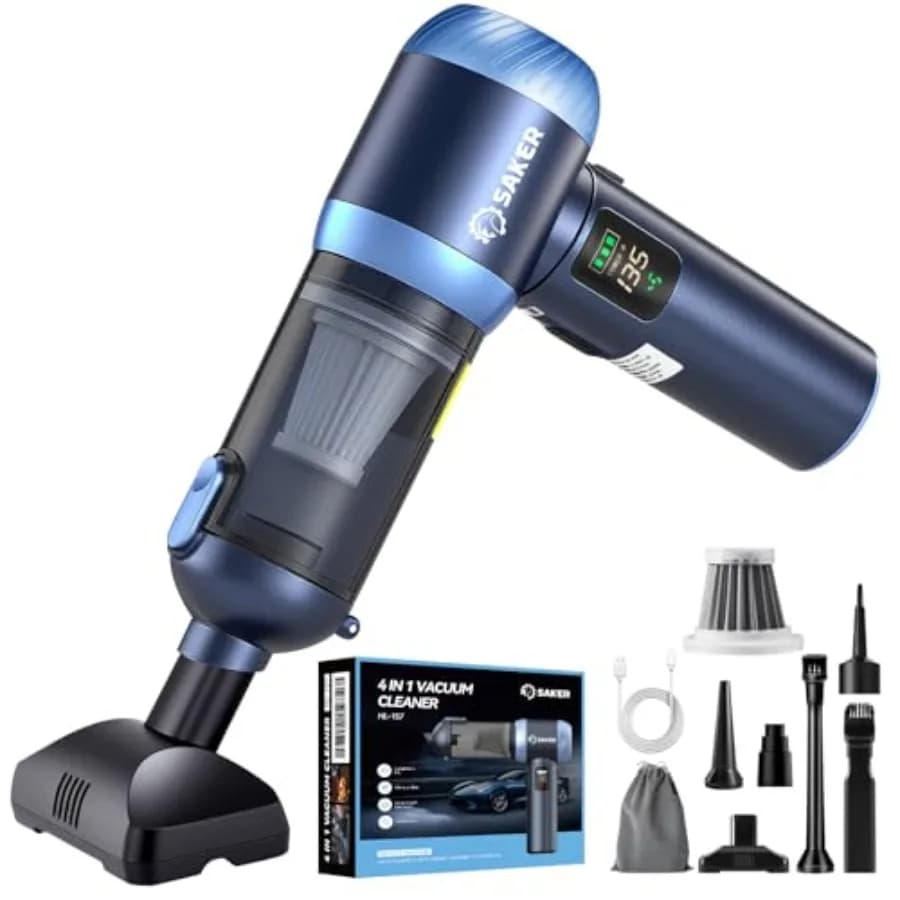 Aspirapolvere Portatile per Auto Senza Fili, Potenza di Aspirazione 20000Pa, 4 in 1 con Luce LED, Mini Aspirapolvere Portatile Type-C per Valen