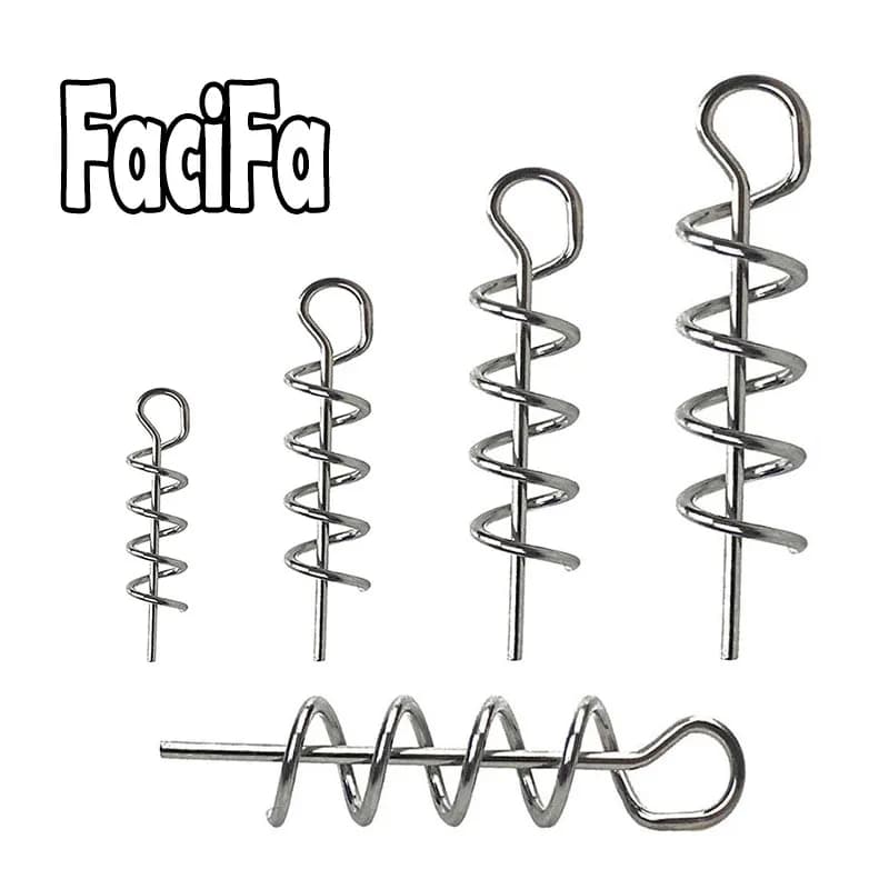 50 o 100 pezzi Perni da pesca Primavera Twist Lock Vite da pesca Perno di centraggio Ago di chiusura fissa per esca morbida Verme