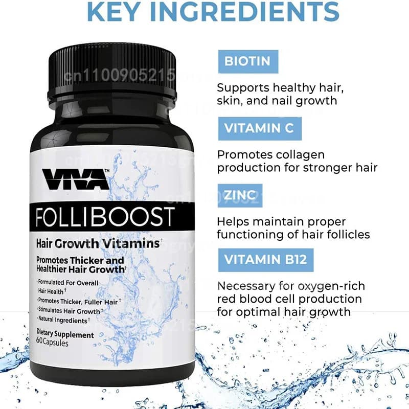Vitamins for Hair Growth, Biotin Supplements, Collagen Stimulants, Including Saw Palmetto, Vitamin D3, etc. -60 Capsules