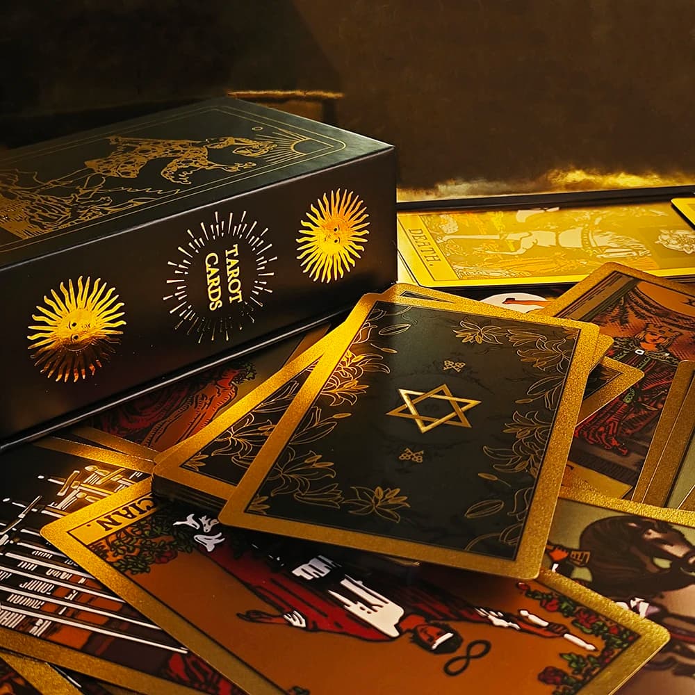 Mazzo di carte dei tarocchi vintage da 78 pezzi con guida per principianti, carte da divinazione multigiocatore, gioco da tavolo per predizione del futuro