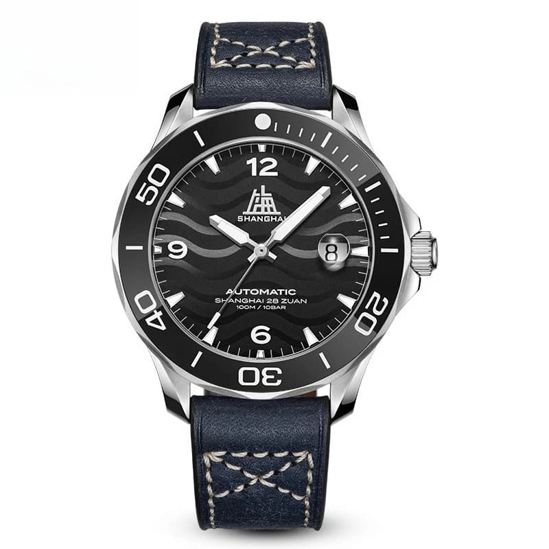 Orologio Meccanico da Uomo Shanghai Serie Tribute con Quadrante a Motivo Acquatico e Lancette Luminose