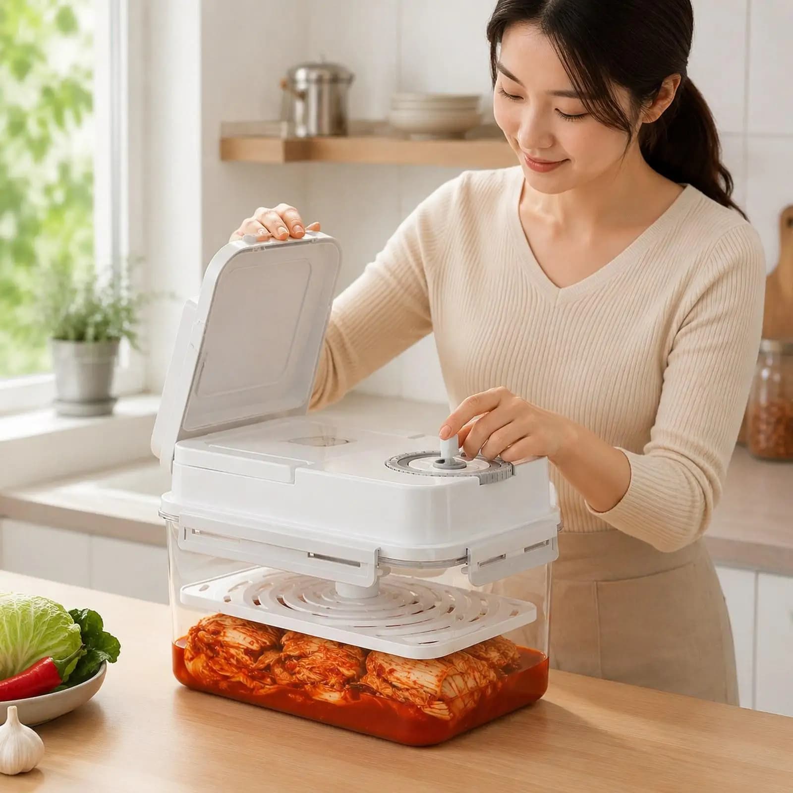 Clear Press Design Food Storage Container Leakproof Fermentation Box for Picnic Meal Refrigerator