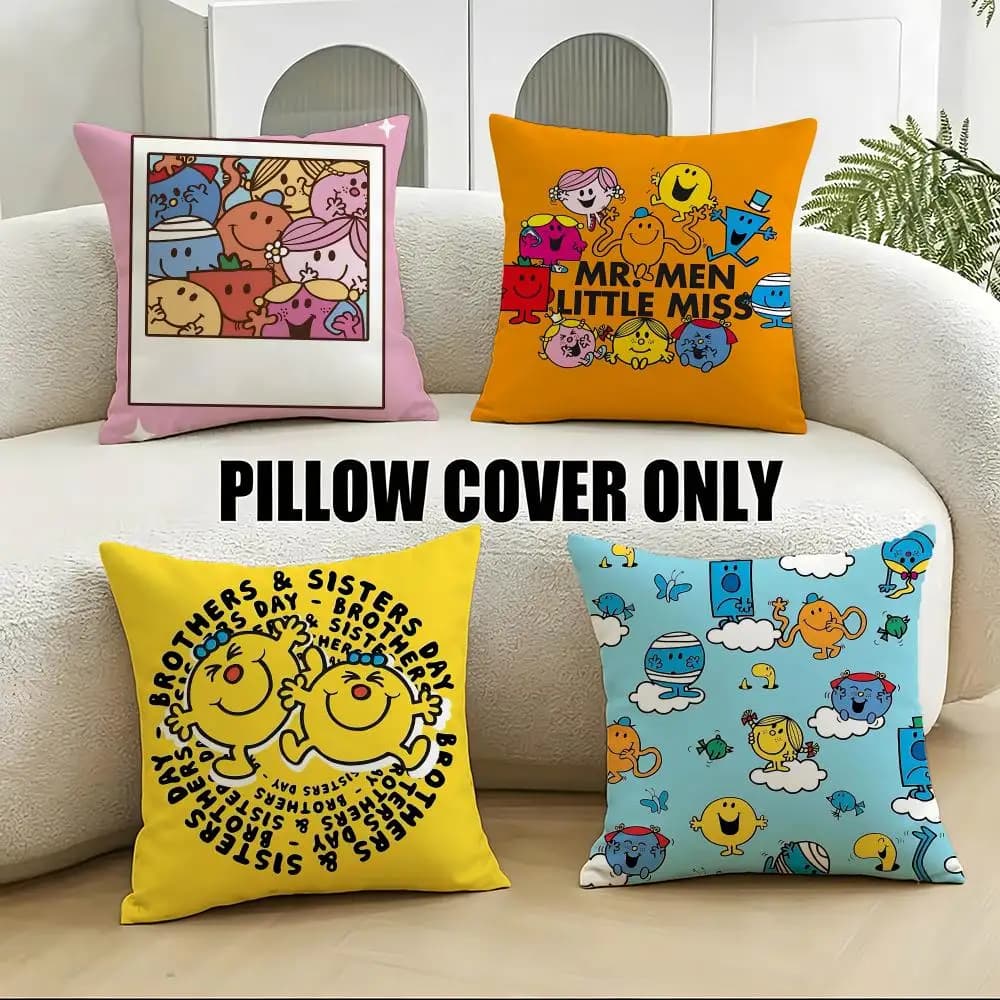 Cartoon M-Mr. Men Little MissS Fodere per cuscini 4 pezzi in morbido peluche 40x40 45x45 per divano e camera da letto