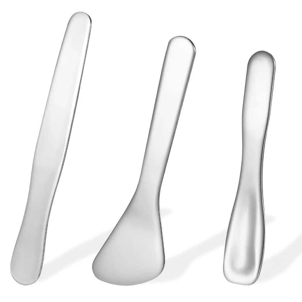 3-Piece Mini Metal Spatula Set, Multi-functional Face Beauty Tools for Creams, Eye Creams, and Essences