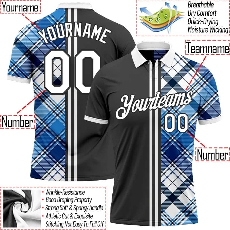 Camicie estive da donna e da uomo, polo personalizzate a quadri con linea a contrasto, stampa 3D, camicie da golf personalizzabili con nome, numero e nome della squadra