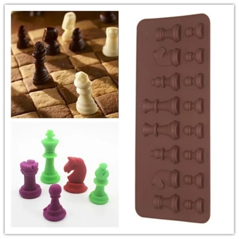 A Set Silicone Fondant Cake Ice Cube Mould Chocolate Baking Tray Chess Mold Sugar Craft Baking Bakeware Kitchen Tool Wholesale