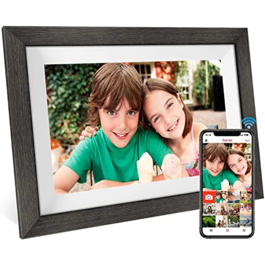 Cornice Digitale WiFi Frameo da 12 Pollici, 1280*800 IPS HD, Cornice Fotografica Digitale Smart Cloud, 32GB di Memoria, Montabile a Parete, Rotazione Automatica