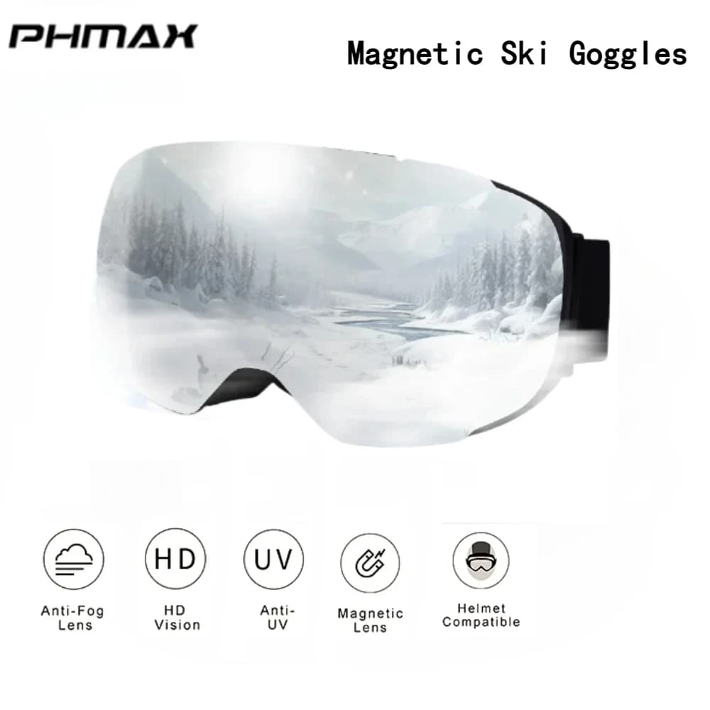 PHMAX occhiali da sci magnetici invernali occhiali da Snowboard antiappannamento a doppio strato occhiali da motoslitta occhiali sportivi per adulti