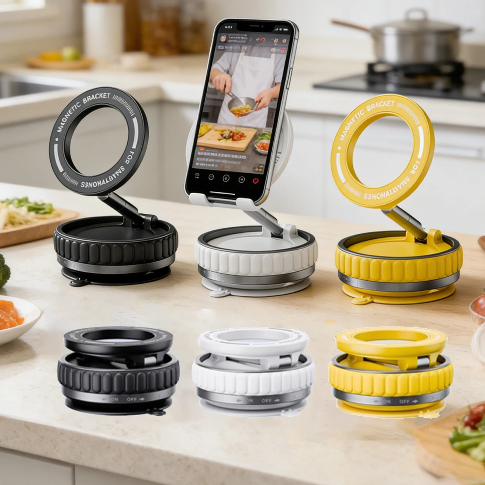 Supporto per telefono magnetico Aspirazione sottovuoto Rotazione a 360 gradi Vivavoce Supporto per telefono per auto pieghevole magnetico Pieghevole regolabile universale Natale