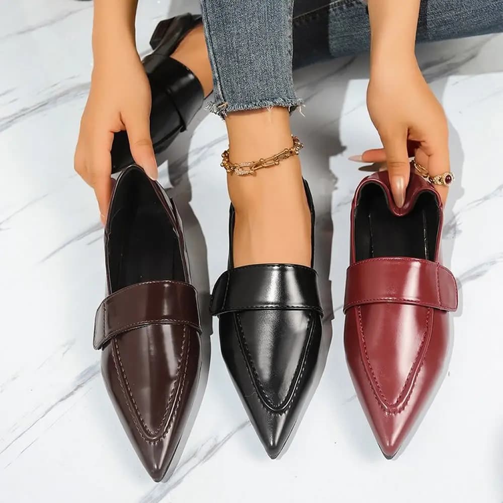 Women's Small Shoe Moccasins Flat Leather Soft Low Shoes Women's Casual Square Toe Suitable for coordinated dresses