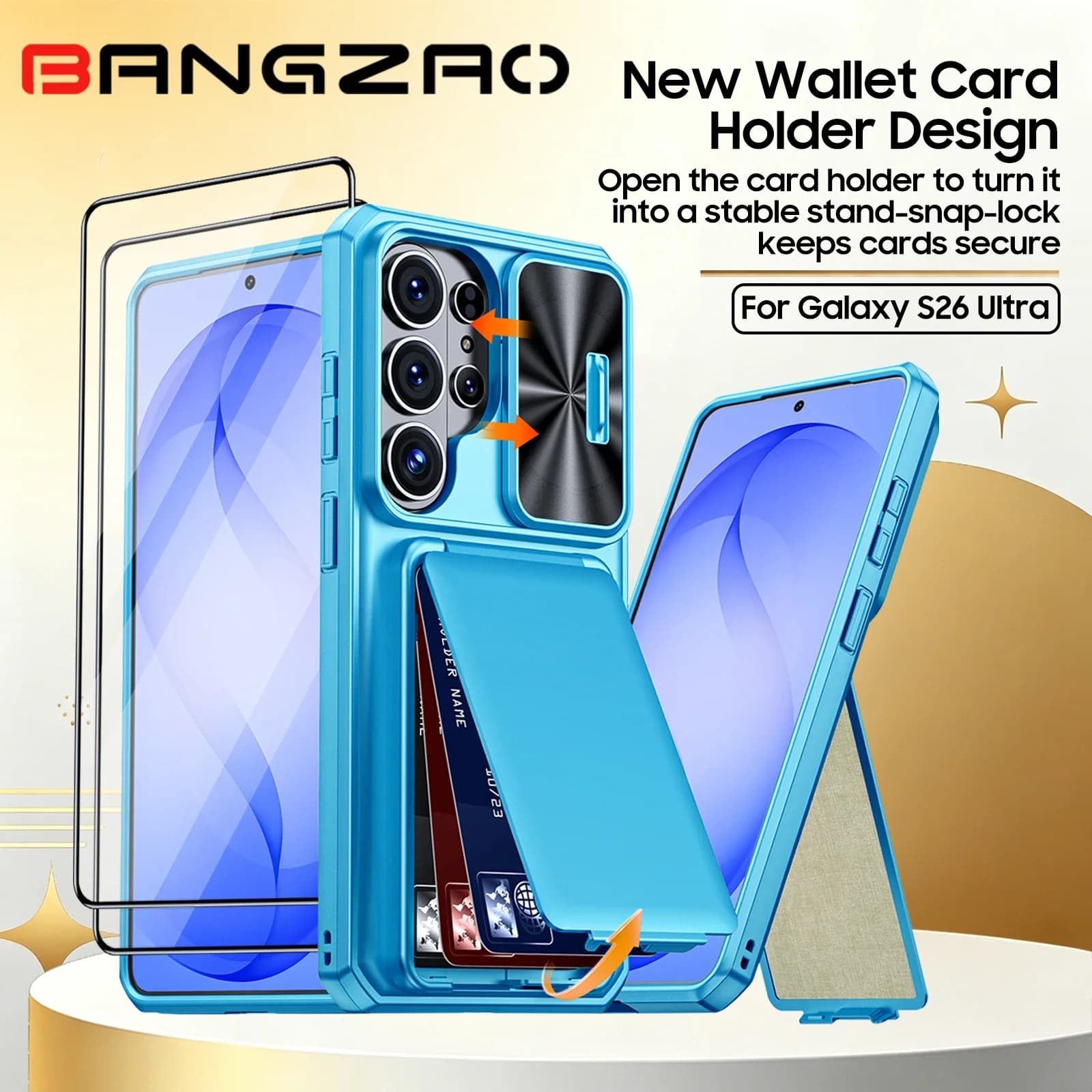 Offerta 618 per Samsung S26 Ultra: Custodia con Porta Carte, Protezione RFID, Antiurto e Antigraffio, Protezione Fotocamera - Blu Cielo