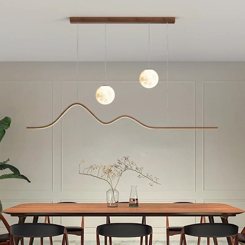 2026 LED wooden hanging lamp for dining room, kitchen, island table, bedside table, home decoration, modern lunar pendant lamp, Lig chandelier