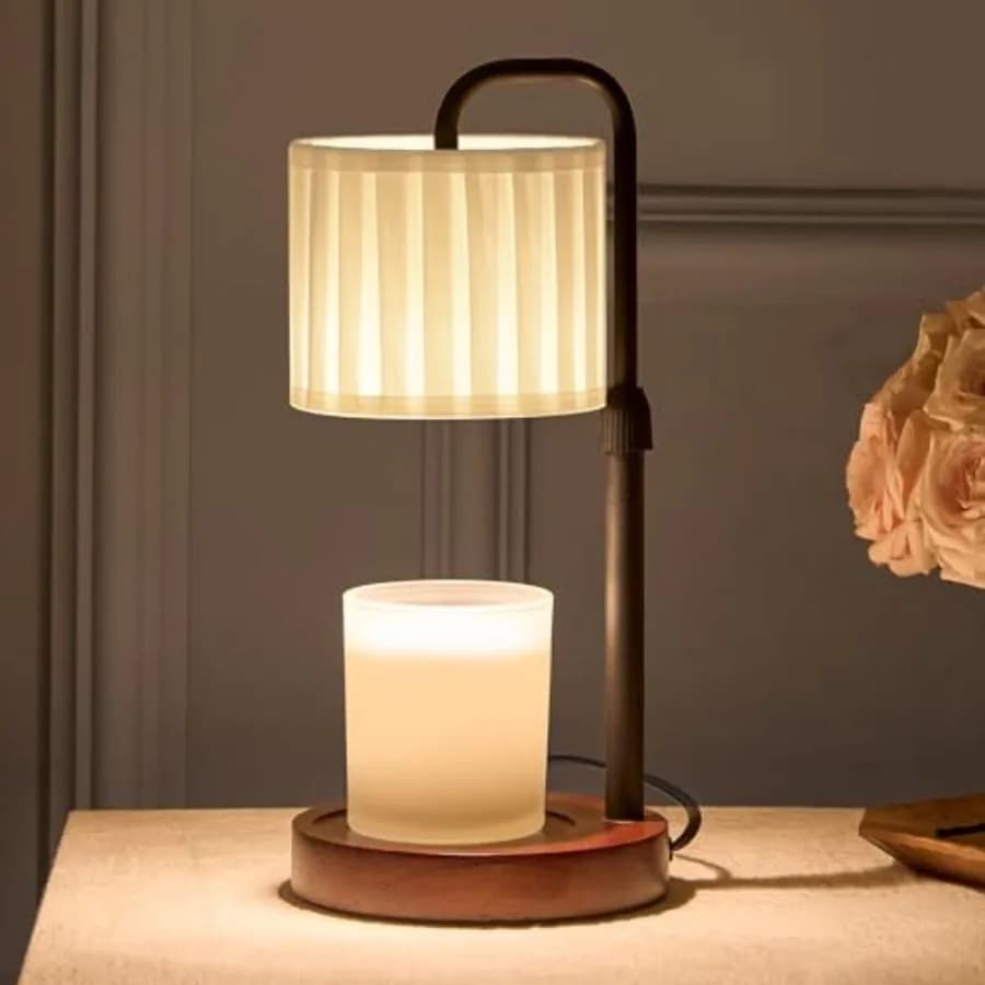 Lampada Scaldacera con Timer, Dimmerabile, per Candele in Barattolo con 2 Lampadine, Regalo di Natale e Compleanno per Donne