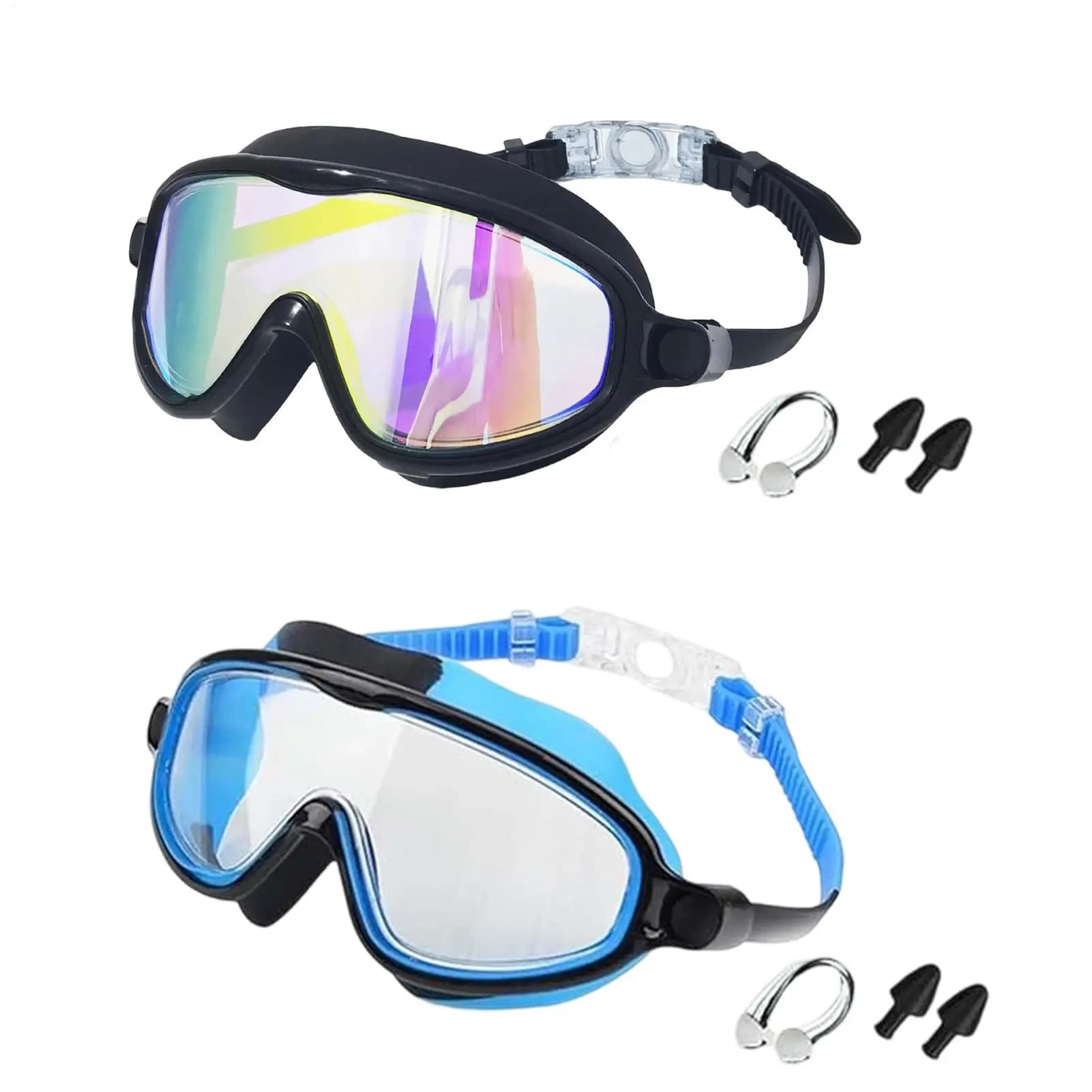 Kids Swim Goggles AntiFog Glasses Set Nose Clip Earplugs HD View Swimming Goggles Boys Girls Pool Snorkeling Diving Water Sports