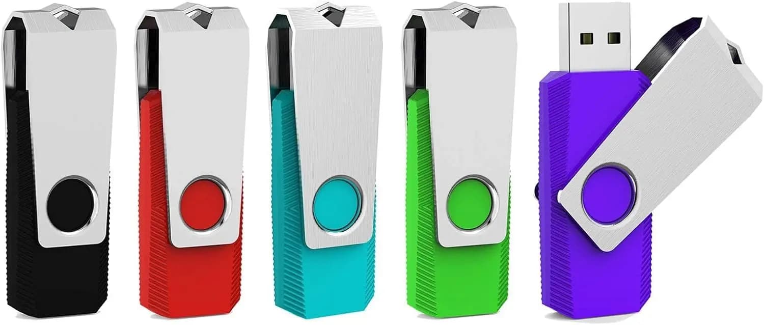 Chiavetta USB 3.0 da 64GB, Confezione da 5 con Colori Assortiti (Nero, Rosso, Ciano, Verde, Viola) per Trasferimento e Archiviazione Dati Veloce