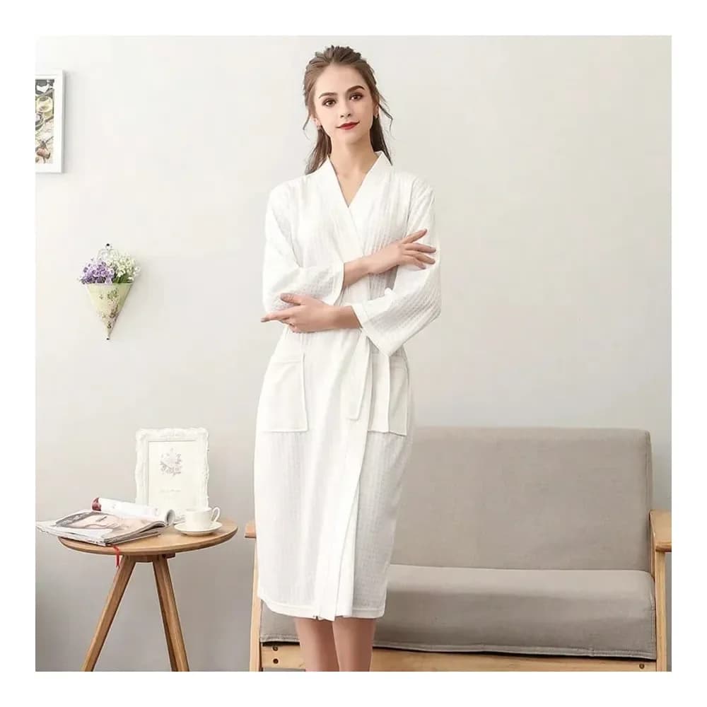 Accappatoio leggero e alla moda per casa e spiaggia, accappatoio ad asciugatura rapida e delicato sulla pelle, abbigliamento per la casa per coppie, accappatoio semplice a quadretti
