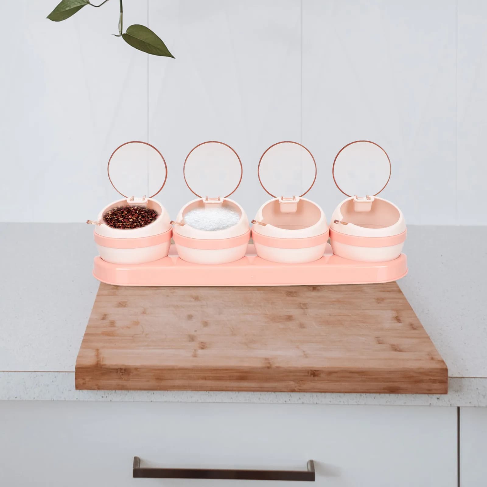 1Set Clear Plastic Seasoning Jar Set Multi Functional Condiment Storage Jars for Kitchen Salt Pepper Sugar Paprika Spice
