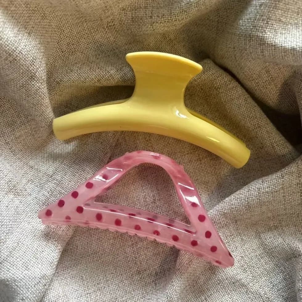 2 pezzi dolce Y2k rosa fragola a pois triangolo geometrico fermaglio per capelli elegante fiocco giallo squalo fermaglio per capelli accessorio per capelli