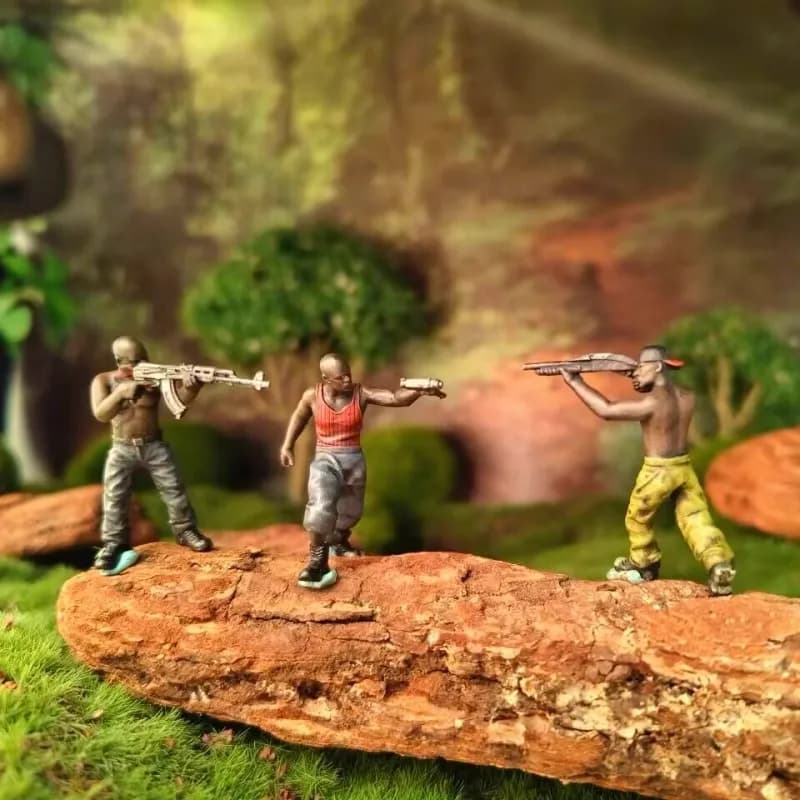 Modello in scala 1:64 Action Figures in miniatura in resina 1 pz Soldati africani Forze armate Accessorio scena fai da te Collecione Display Fans