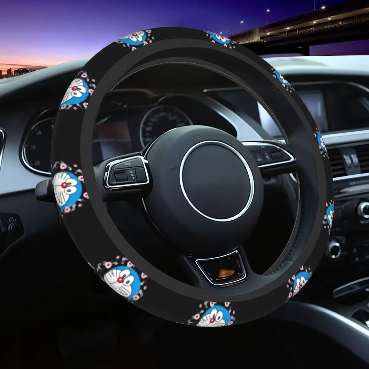 Coprivolante Doraemon universale da 15 pollici per ragazze, robot gatto, protezione morbida per volante per SUV, accessori auto