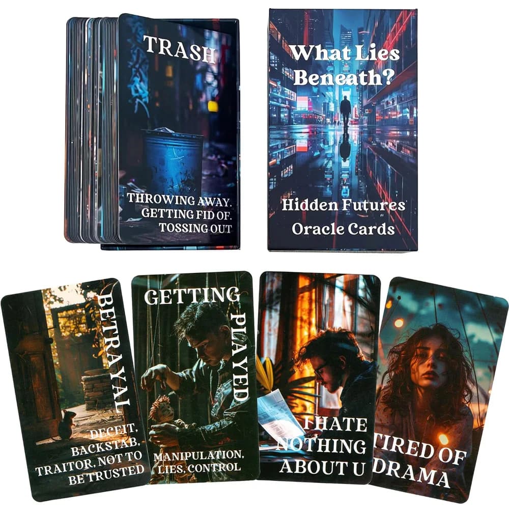 12x7 cm 56 pezzi What Lies Beneath Hidden Futures Oracle Deck Giochi di carte No Manuale
